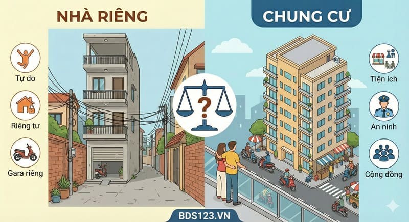 Nhà riêng vs. Chung cư: Những yếu tố cần cân nhắc trước khi thuê.