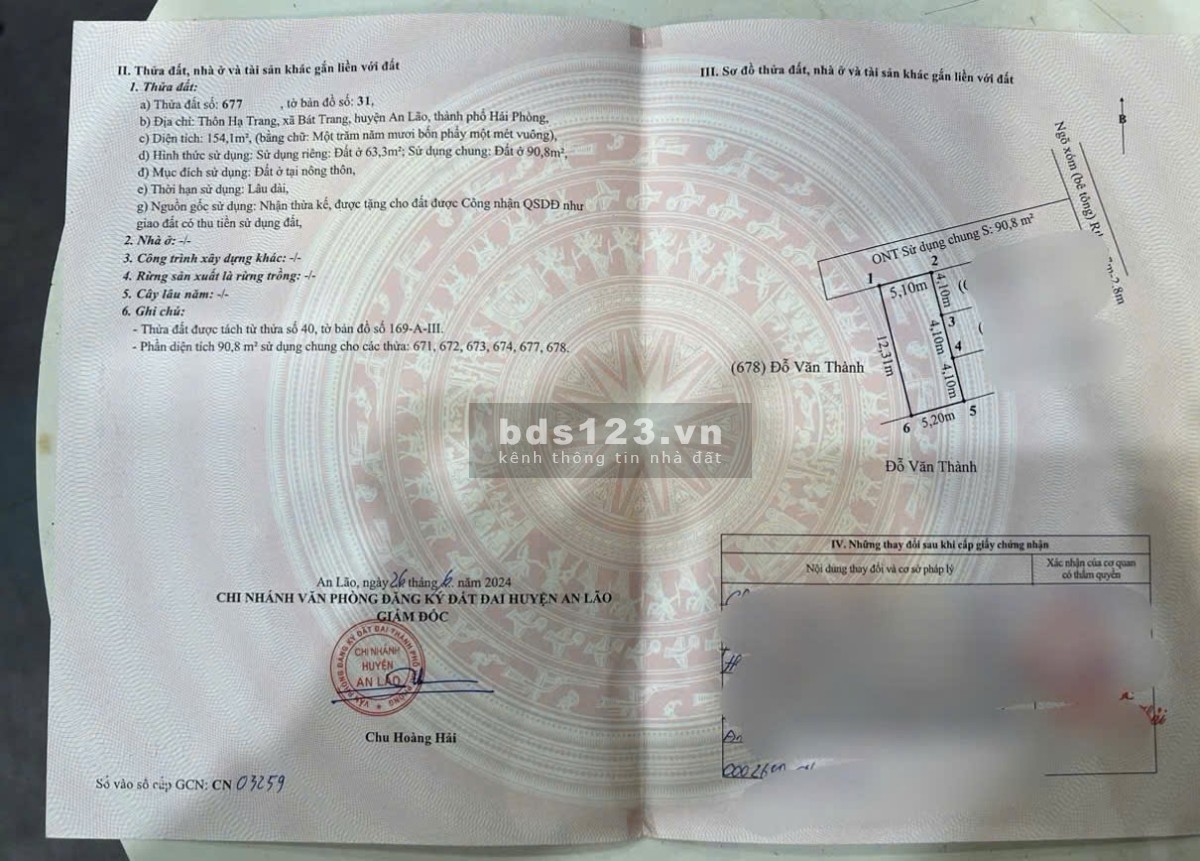 Chỉ 1.45 tỷ sở hữu lô đất tuyệt đẹp VIEW SÔNG tại Bát Trang, An Lão, Hải Phòng