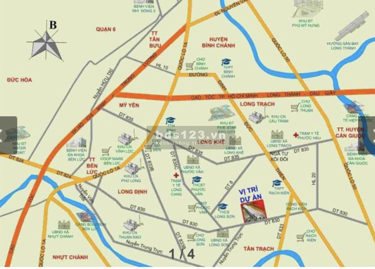 Đất 4,5 x 19 thổ cư, DT 830, mặt tiền đường, giá 1.5 tỷ