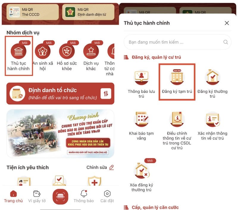 Hướng dẫn đăng ký tạm trú online trên VNeID