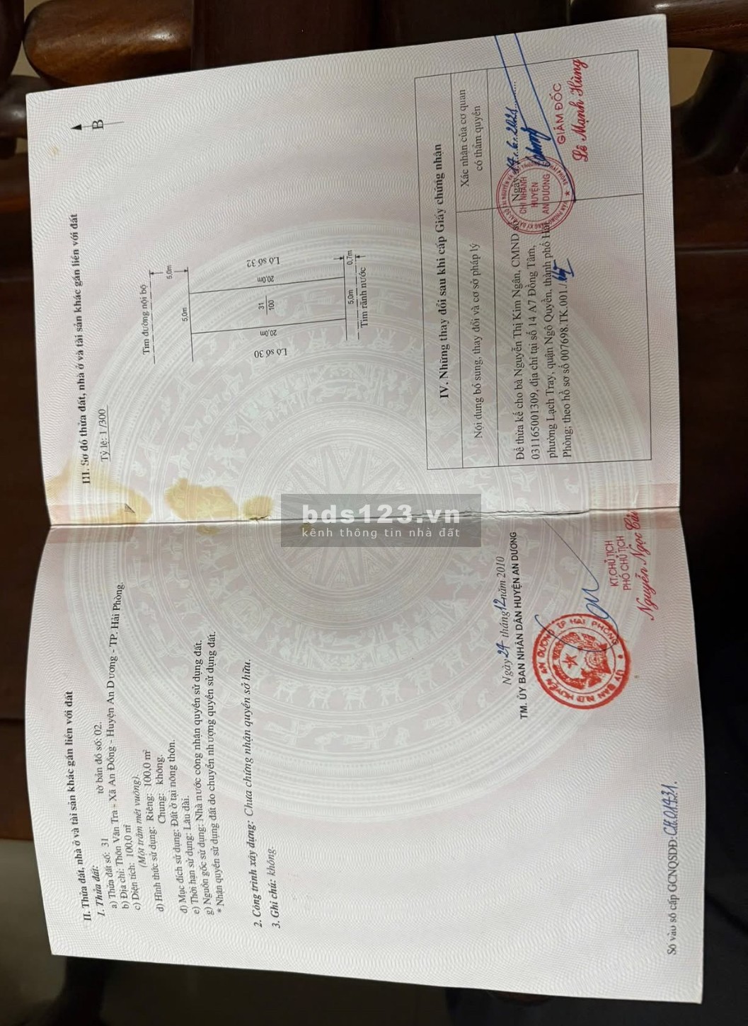 Bán đất 100m2 Vân Tra An Dương Hải Phòng