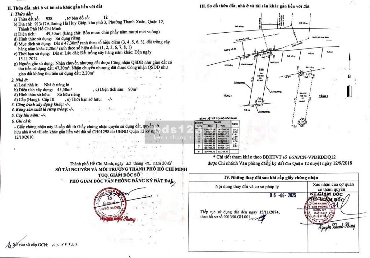 Chính chủ Bán nhà 1 trệt 1 lầu hẻm xe hơi tại Hà Huy Giáp Q12