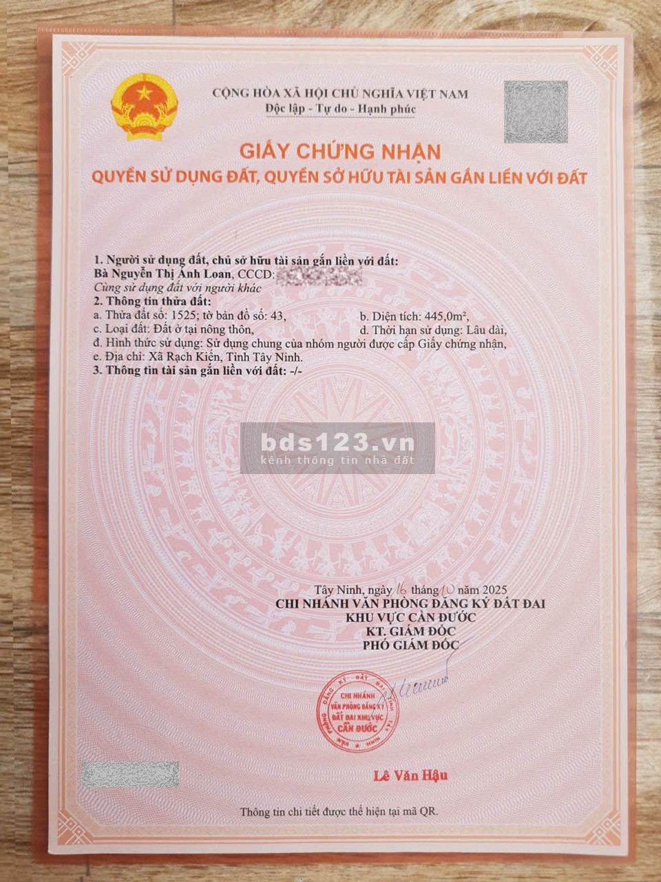 Chính chủ 2170m2 đất vườn – 445m2 thổ cư Rạch Kiến (Cần…