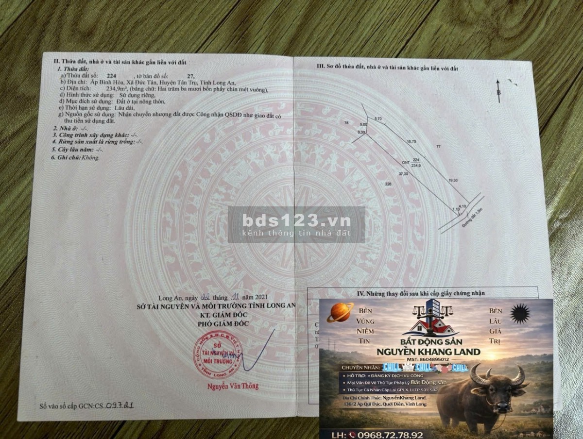 234m² ONT Giá Mềm   
 Đức Tân-Tân Trụ-Long An( Cũ )