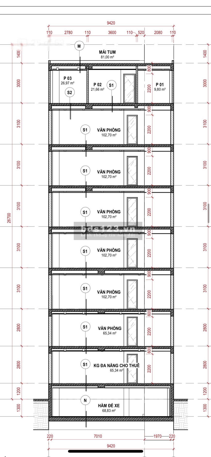 Cho thuê tòa nhà văn phòng 46 Chu Huy Mân, Long Biên (Tách tầng hoặc cả toà)