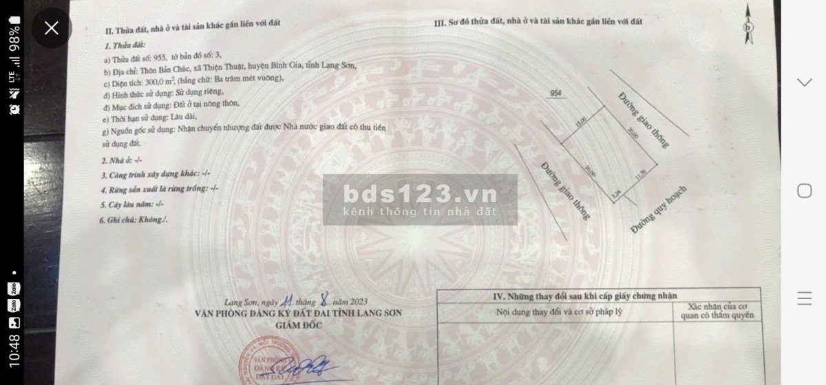 Chào bán đất phân lô 300m2 khu du lịch thác suối tiên Bình Gia…