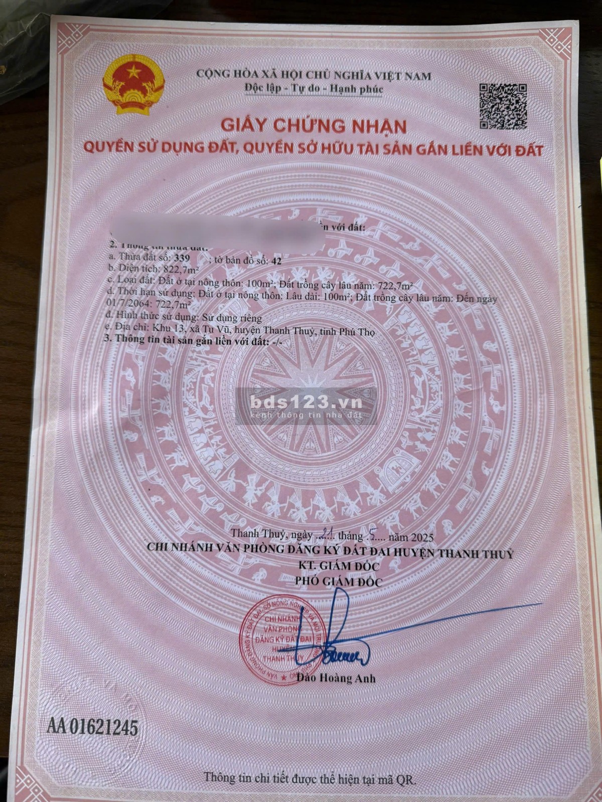 Đất Thanh Thuỷ, Phú Thọ giá 1,65tỷ