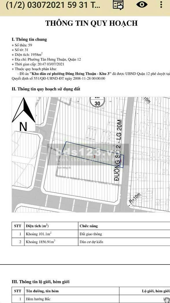 Bán lô đất MT ĐHT 02 PĐHT Q12 Dt 20 x 95 có 1856m thổ cư giá…