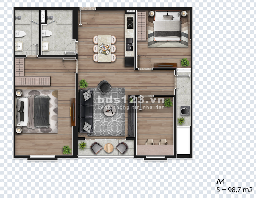 Căn hộ Hausman 2 ngủ+1 cao cấp, hướng ban công thoáng mát, view…