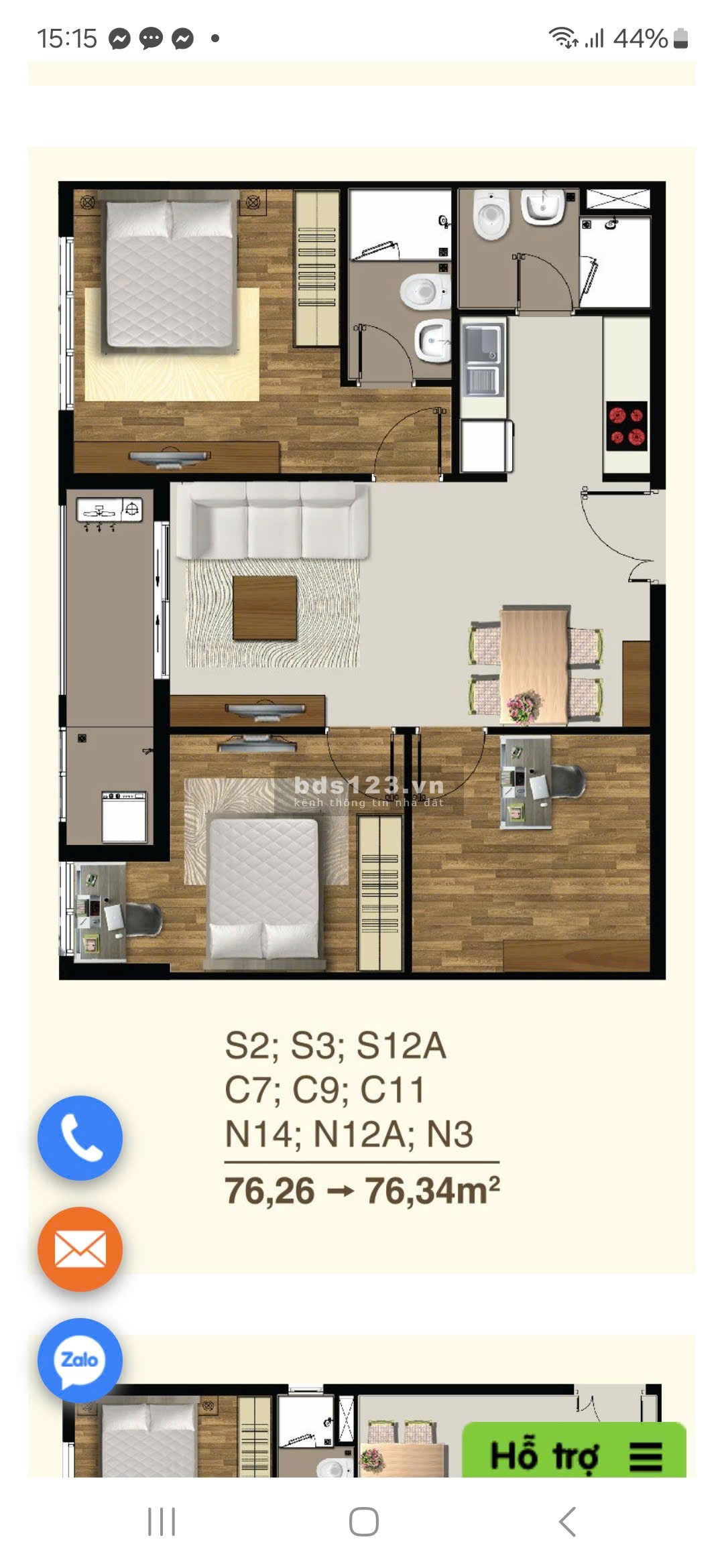 Căn hộ 76m2 tại Sài Gòn Mia, 5,3 tỷ, 2PN, 2WC, đầy đủ nội…