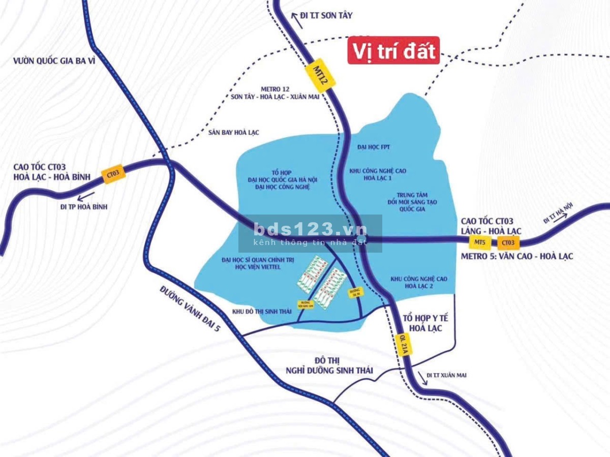 Lô đất 100m2 full thổ cư, hàng F0, Vùng Lõi Khu Đô Thị Vệ Tinh Hoà Lạc