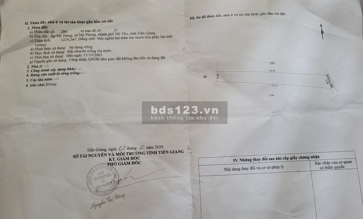 Bán đất chính chủ Mỹ Tho, Tiền Giang.