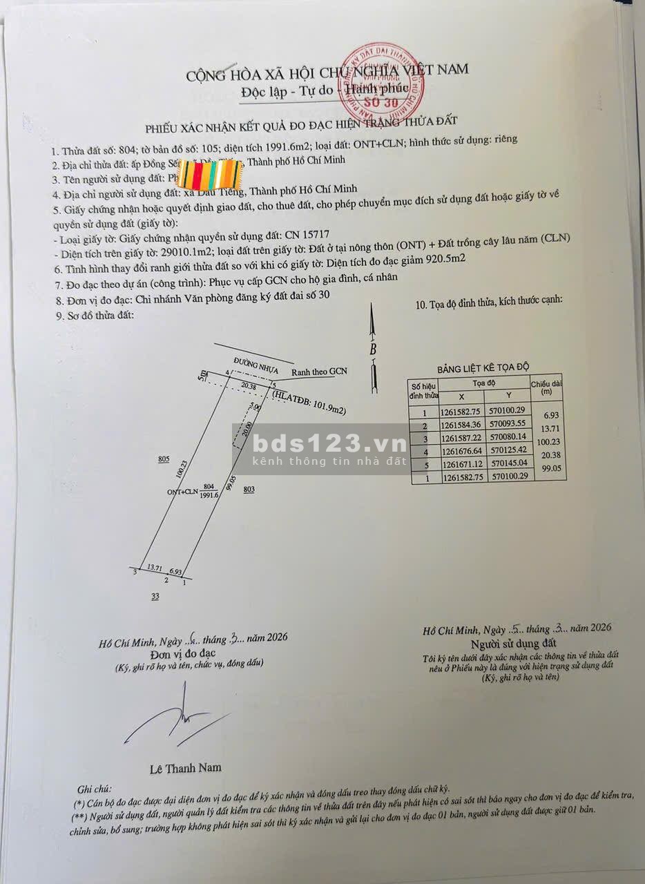 Thanh lý lô đất 2000m2 thổ cư DH 715, dân đông, giá 2 tỷ 450…