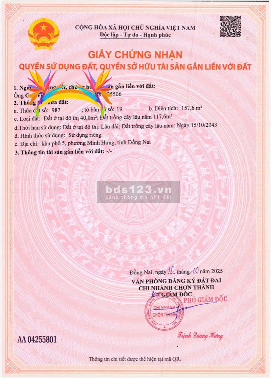 Chủ ngộp - Bán gấp lô đẹp - Đất Minh Hưng 3 – Vị trí tốt