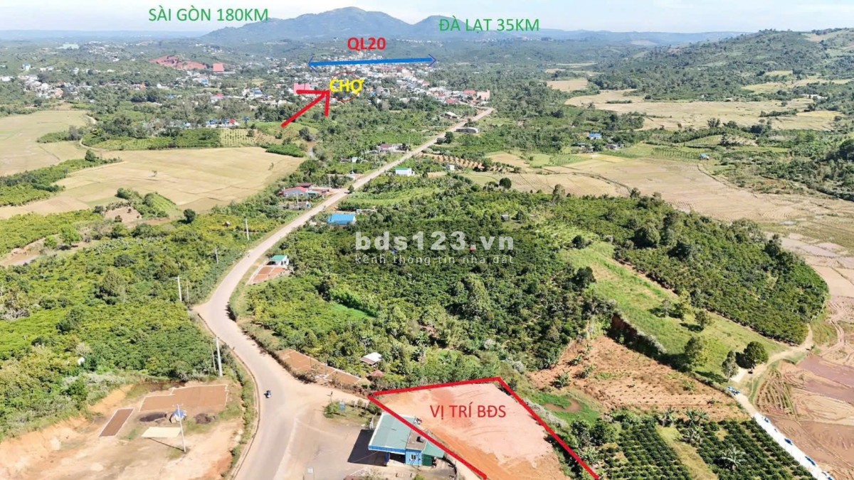 7x30m2 có 195m2 thổ cư mt đường bê tông Di Linh 450tr sổ riêng