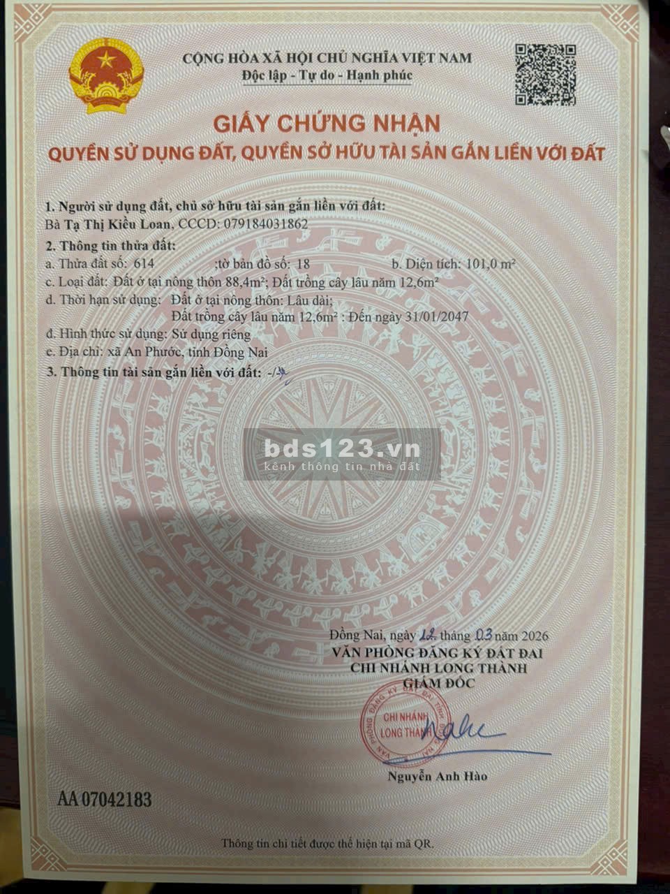 Đất nền Ấp 8 An Phước Long Thành Đồng Nai