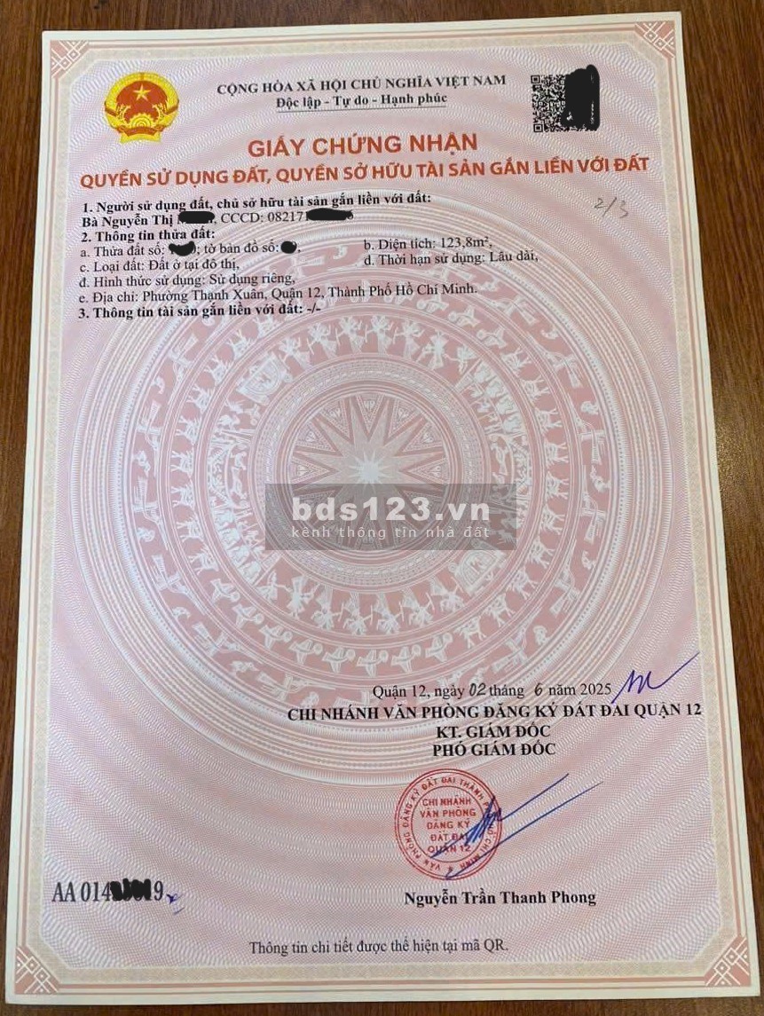 Nhà phố 4 tầng DT lớn 125m² – Ngay trung tâm Thạnh Xuân (Q.12)