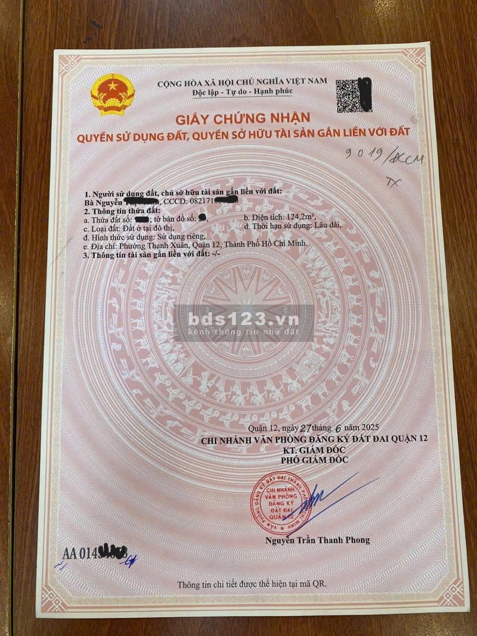 Nhà phố 4 tầng DT lớn 125m² – Ngay trung tâm Thạnh Xuân (Q.12)