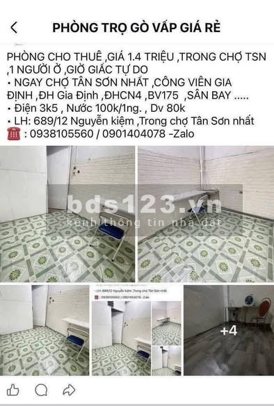 Cho thuê phòng ban công giá 1.4 triệu tại 709 Nguyễn Kiệm