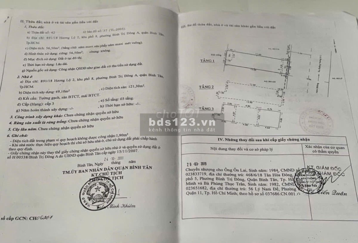 Bán nhà 2 lầu hẻm xe hơi Hương Lộ 2, Phường Bình Trị…