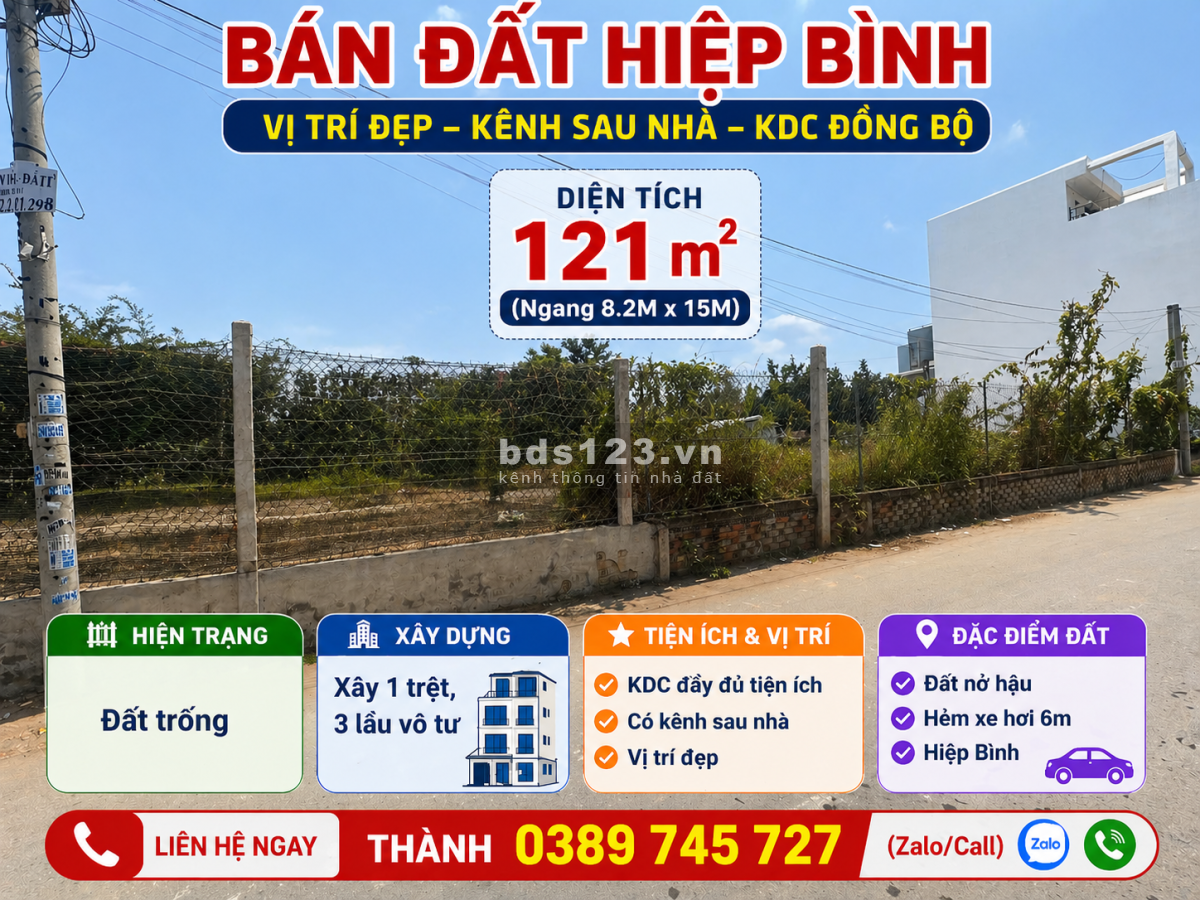 CỰC HOT - ĐẤT 121m2 chỉ 6 tỷ - Ngang 8.2m siêu hiếm - hẻm xe…