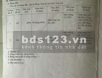 bán đất mặt đường nhựa xã iapech có nhà sẵn, có cau, sầu đang thu 48x46. 2696m2