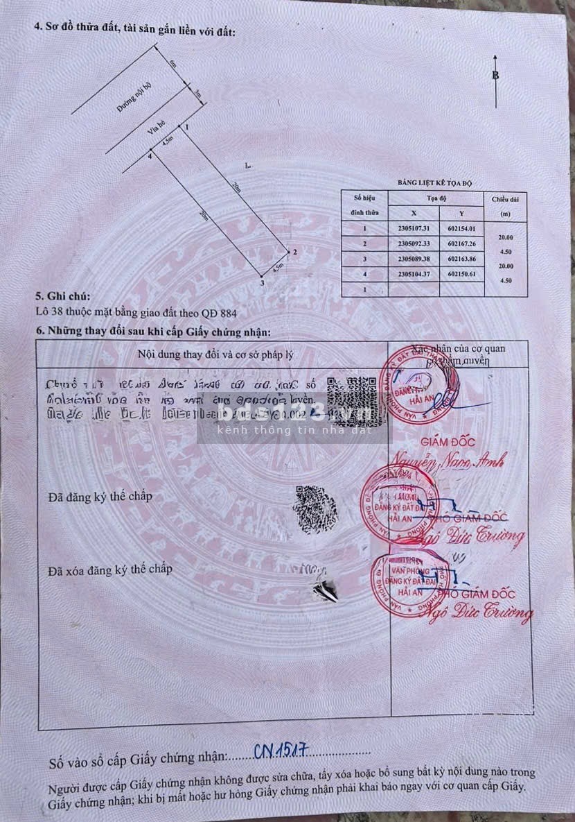 KH BÁN 3 LÔ TÁI ĐỊNH CƯ CÂY LIM - HẢI AN