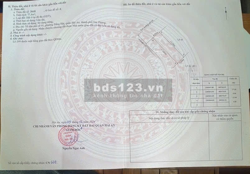 KH BÁN 3 LÔ TÁI ĐỊNH CƯ CÂY LIM - HẢI AN