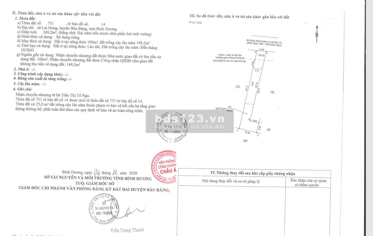 Bán 2 thửa đất số 750, 751 cùng tờ bản đồ số 14 Xã Lai…