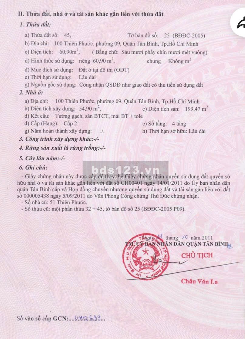 Bán nhà 4 tầng số 100 Thiên Phước P9 Tân Bình vị trí siêu…