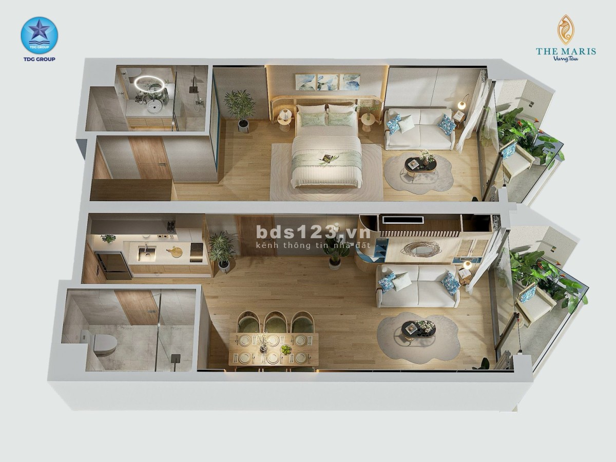 Căn 2PN2WC view biển trực diện, căn góc 2 viewThanh toán theo…