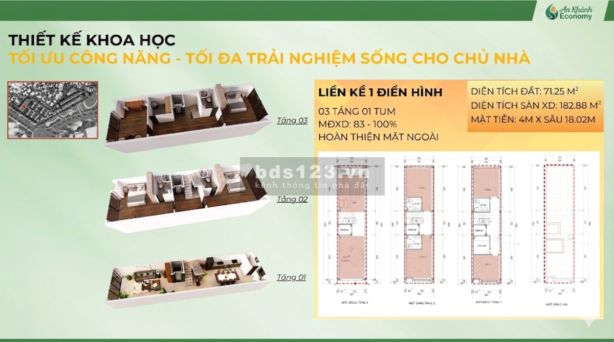  BÁN CĂN 70m2 VIEW CÔNG VIÊN NỘI KHU XANH – AN KHÁNH ECOMONY