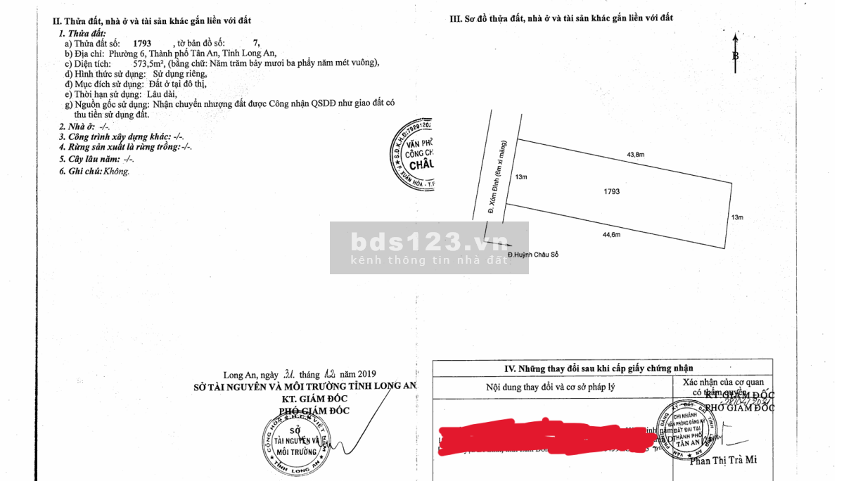 QSDĐ và TS gắn liền với đất tại thửa đất số: 1793, tờ…