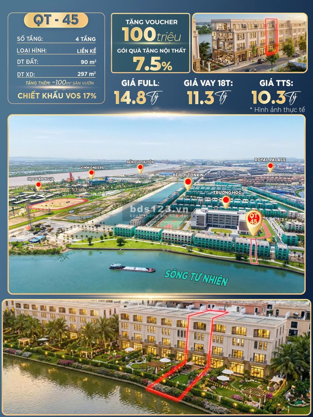 Bán liền kề ven sông Quý Tộc QT-45 Vinhomes Vũ Yên. ️0337 193 948
