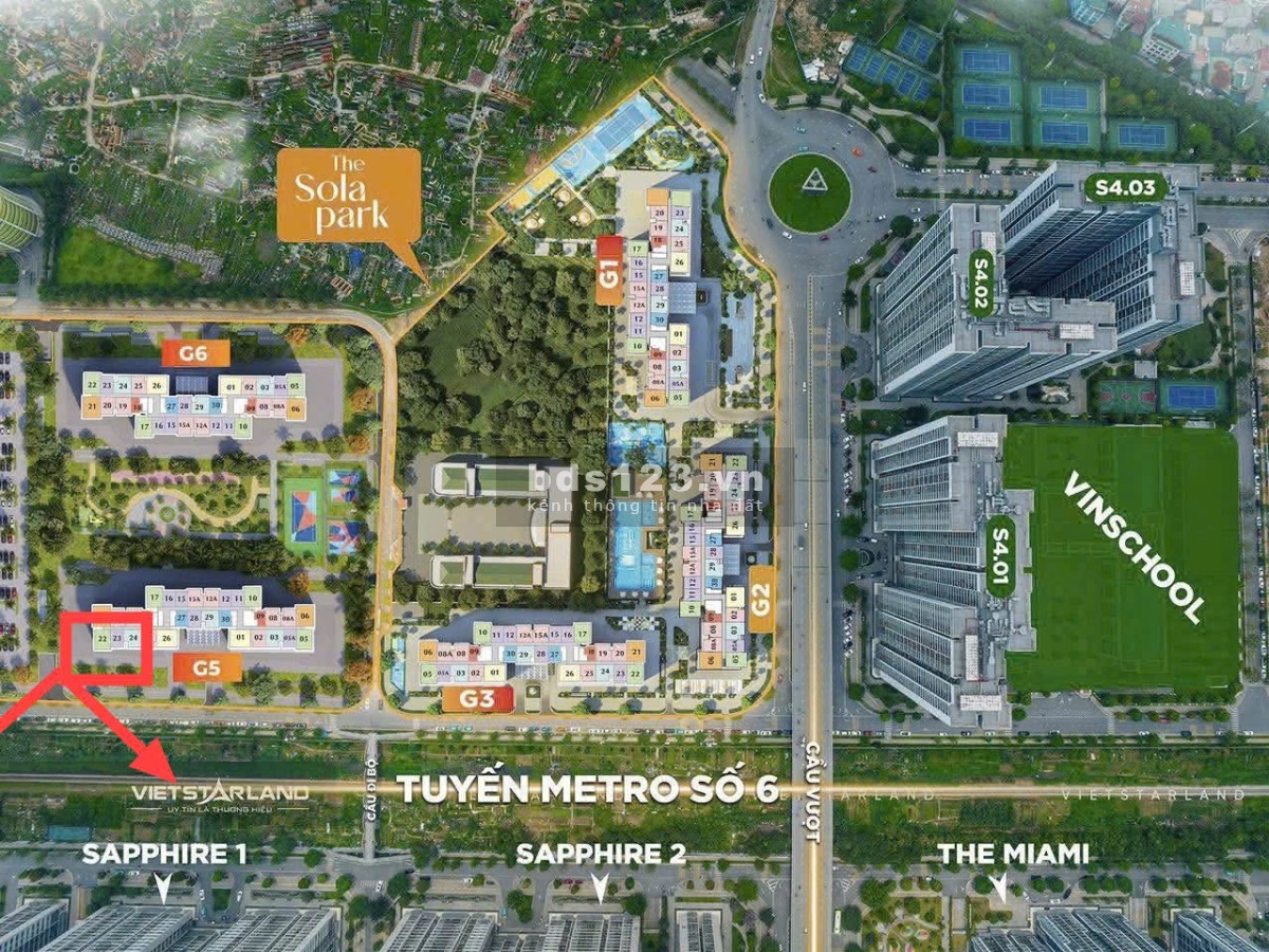 Bán căn hộ 62m 2PN2WC toà G5 - Solar ParkTầng trung ban công view…