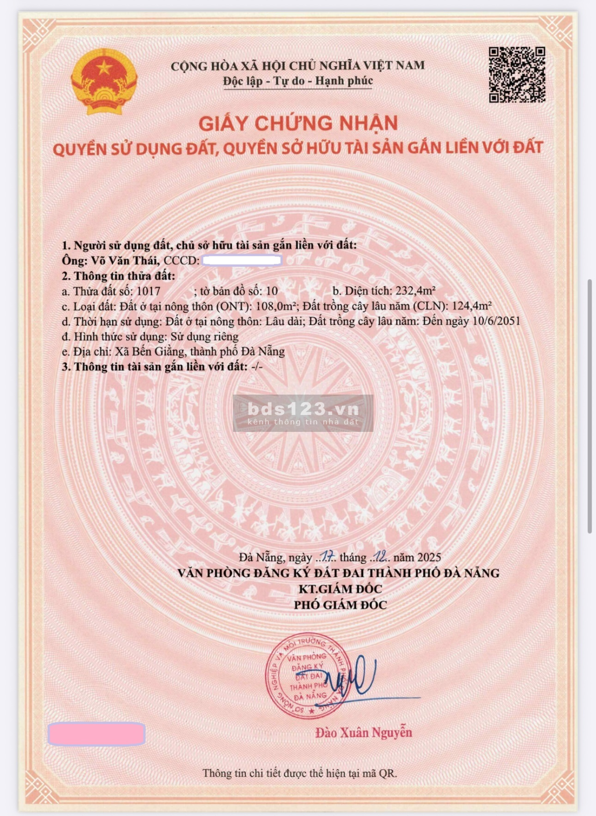 350 triệu - 232 mét đất mặt tiền Quốc lộ 14B - Nam Giang - Đà Nẵng