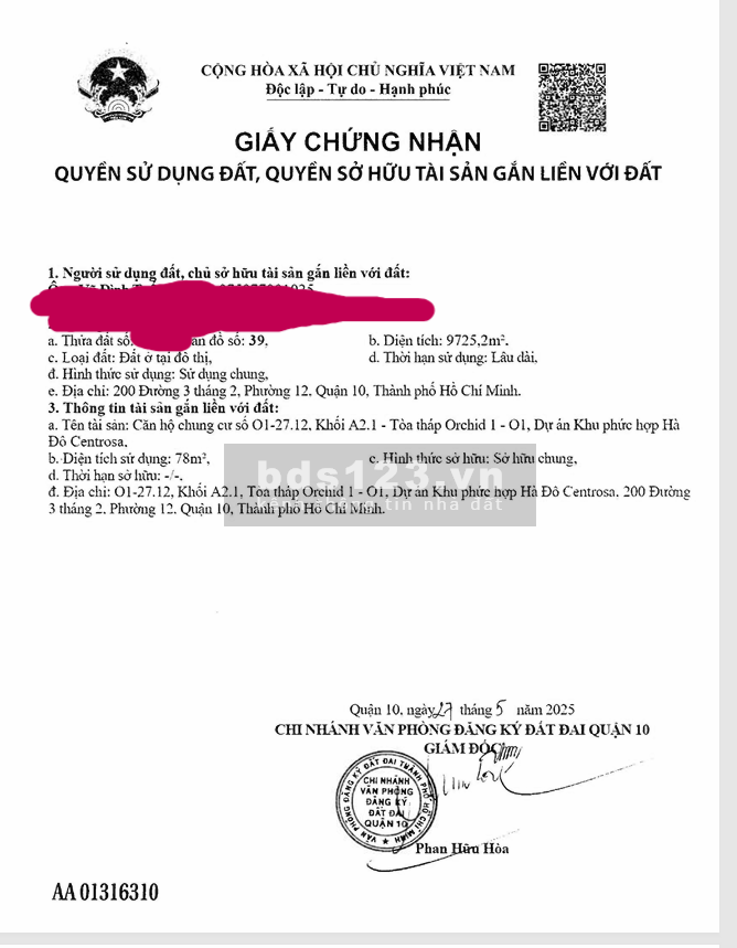 Căn hộ chung cư O1-27.12, khối A2.1 – Tòa tháp Orchid 1- O1; Dự…