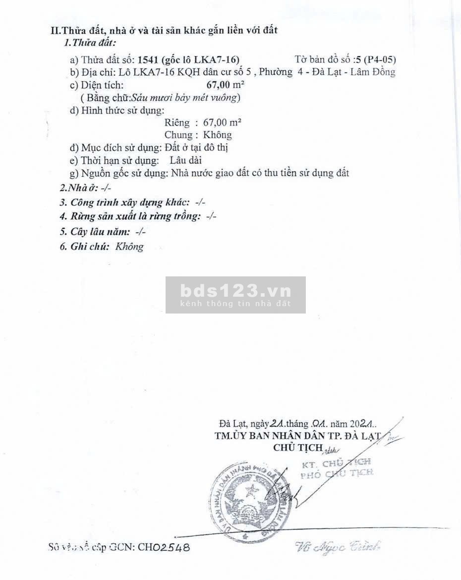 Bán đất thổ cư view rừng thông tại Phường 4 Đà Lạt