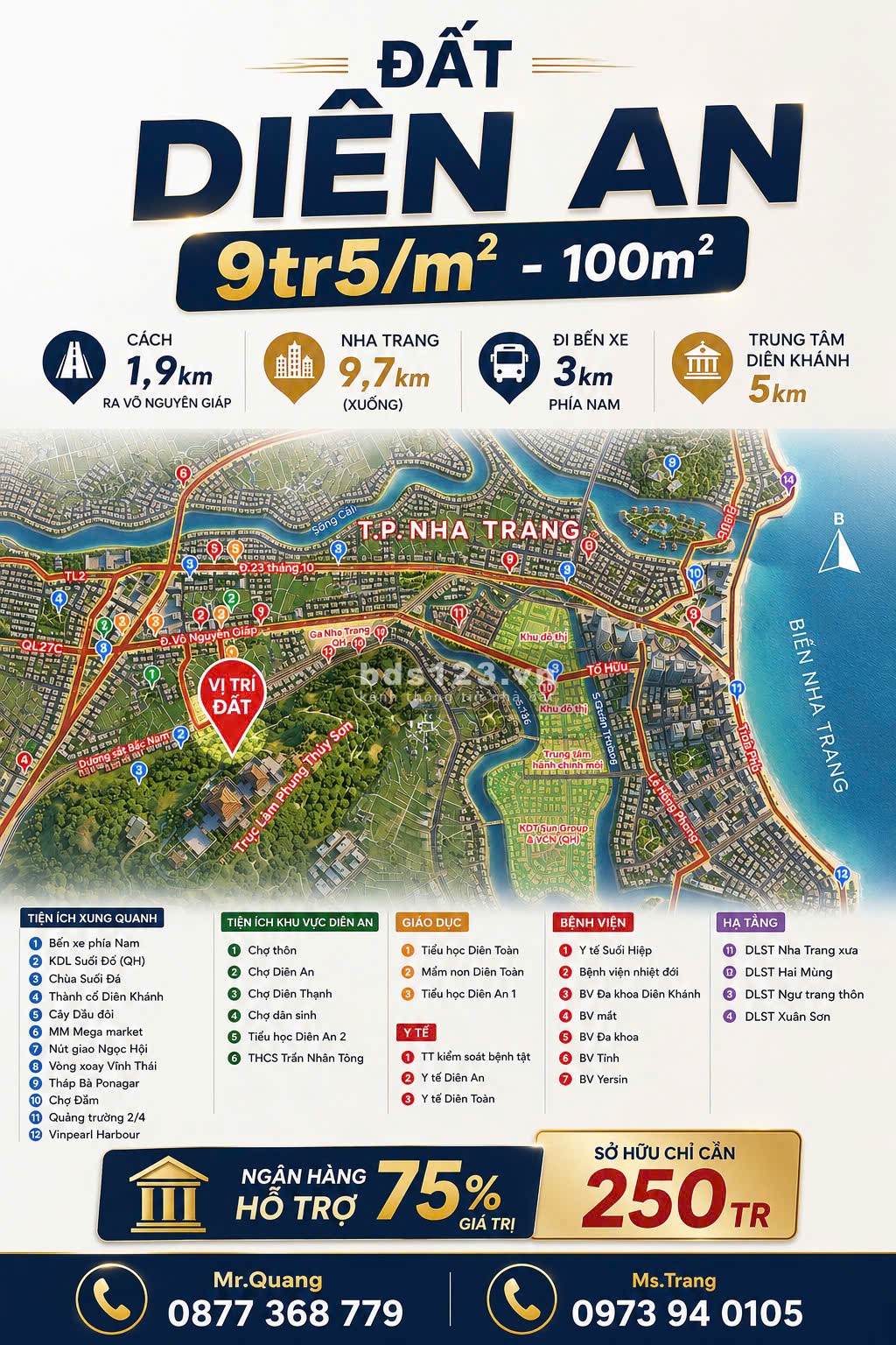 9TR5/M2 - CHỈ CÒN 2 LÔ CUỐI CÙNG – ĐẤT DIÊN AN - TÂY NHA TRANG