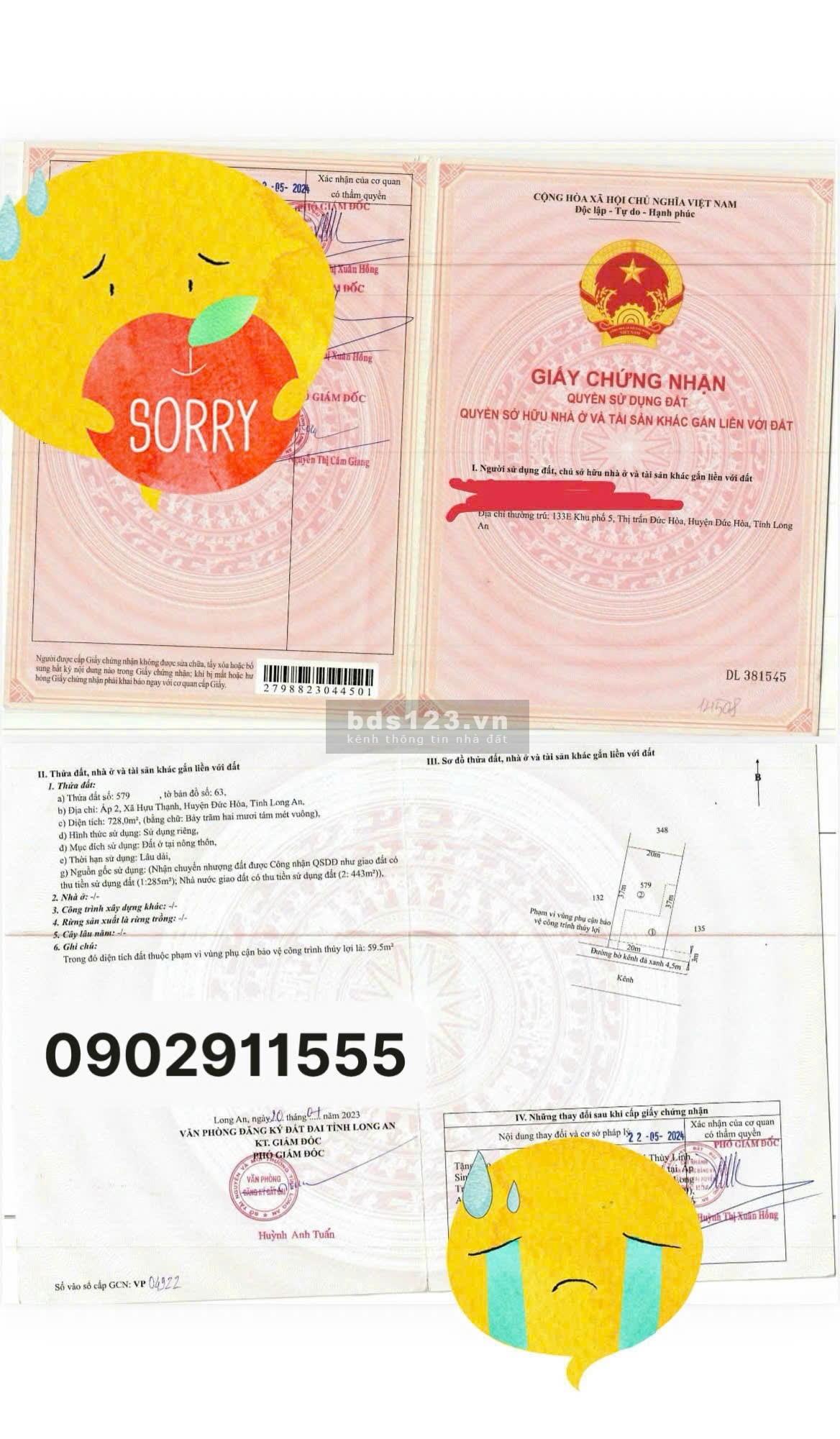 Bán đất Xã Hựu Thạch huyện Đức Hoà tỉnh Long An