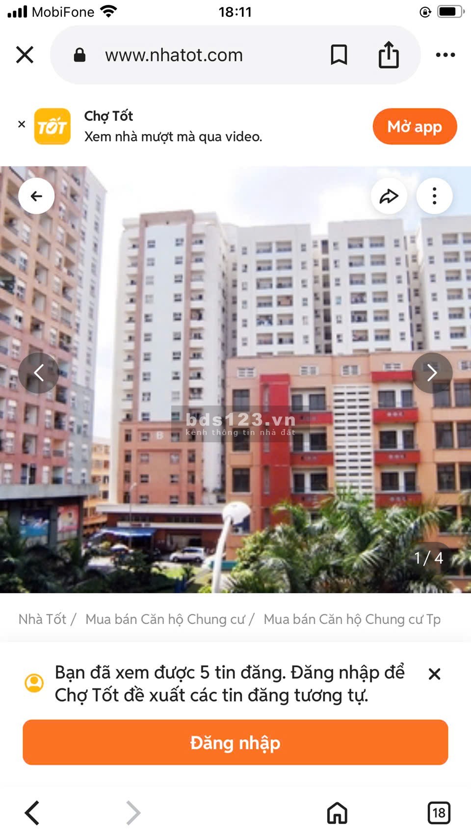 Bán chung cư Bàu Cát 2, lô E, lầu 3, diện tích 45m2.