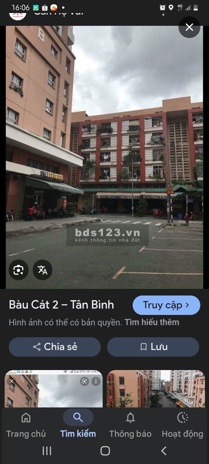 Bán chung cư Bàu Cát 2, lô E, lầu 3, diện tích 45m2.