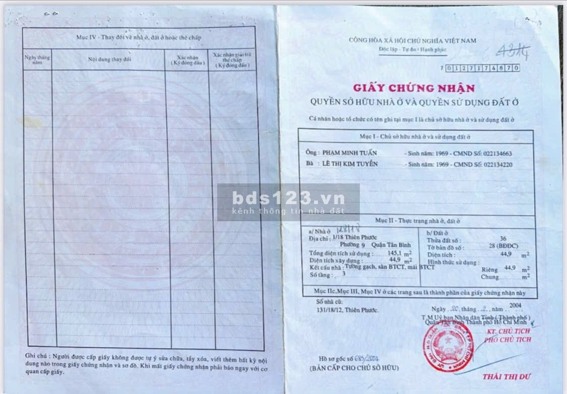 Bán nhà riêng thổ cư 100% tại 128 Thiên Phước, Phường Tân Hòa, TP. HCM