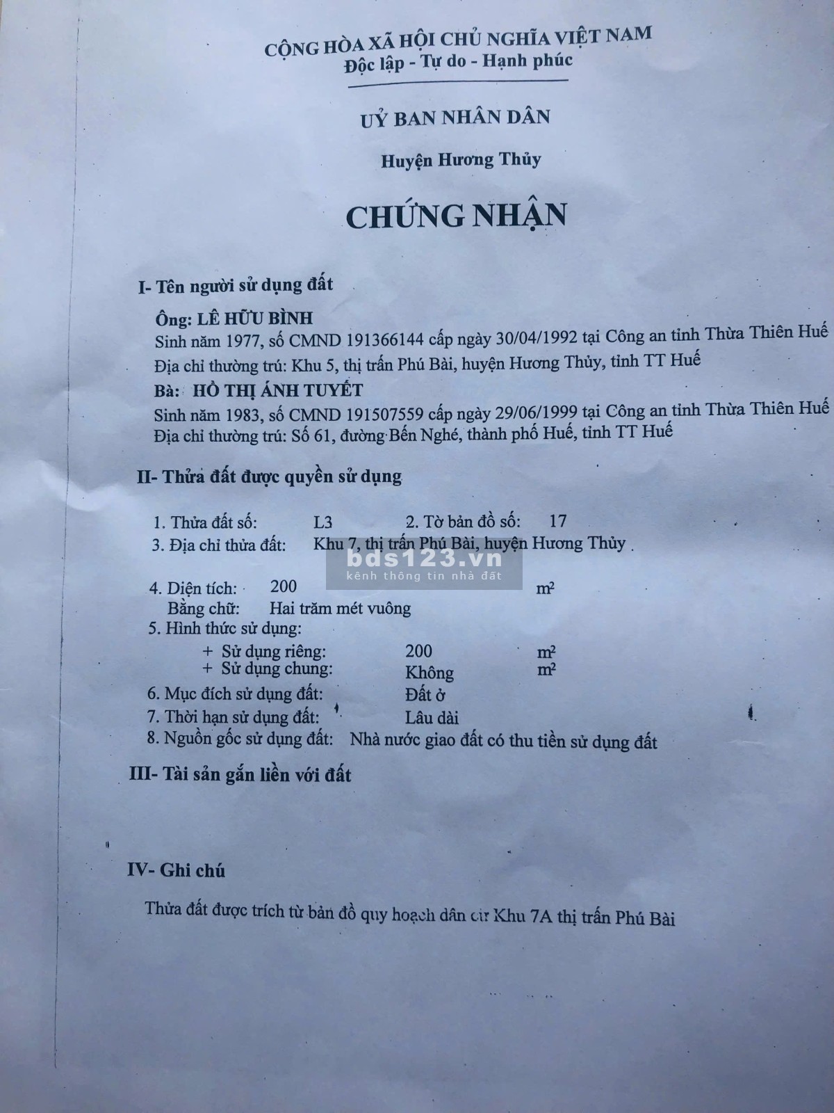 Bán lô đất đường số 31 Nguyễn Đăng Sở thuộc KQH Nguyễn Khoa Văn, Phú Bài , TP Huế.