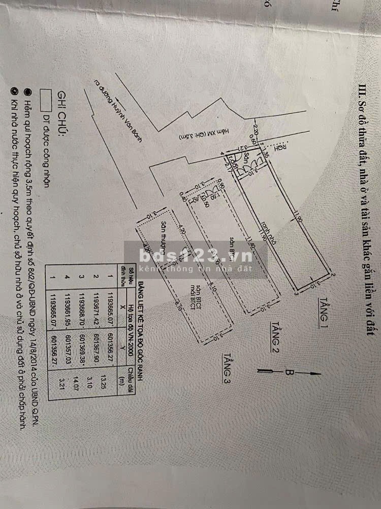 Gía 7,6 tỷ nhà 150/34A Huỳnh Văn Bánh p11 PN DT : 3,2X14 trệt 2…