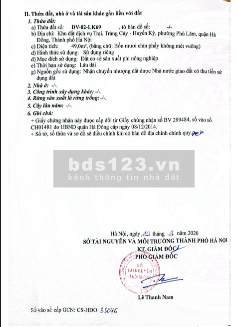 Chính chủ bán đất LK69 Huyền Kỳ, Phú Lương, 49m2 MT 4m đường 7,5m đối diện khu vui chơi