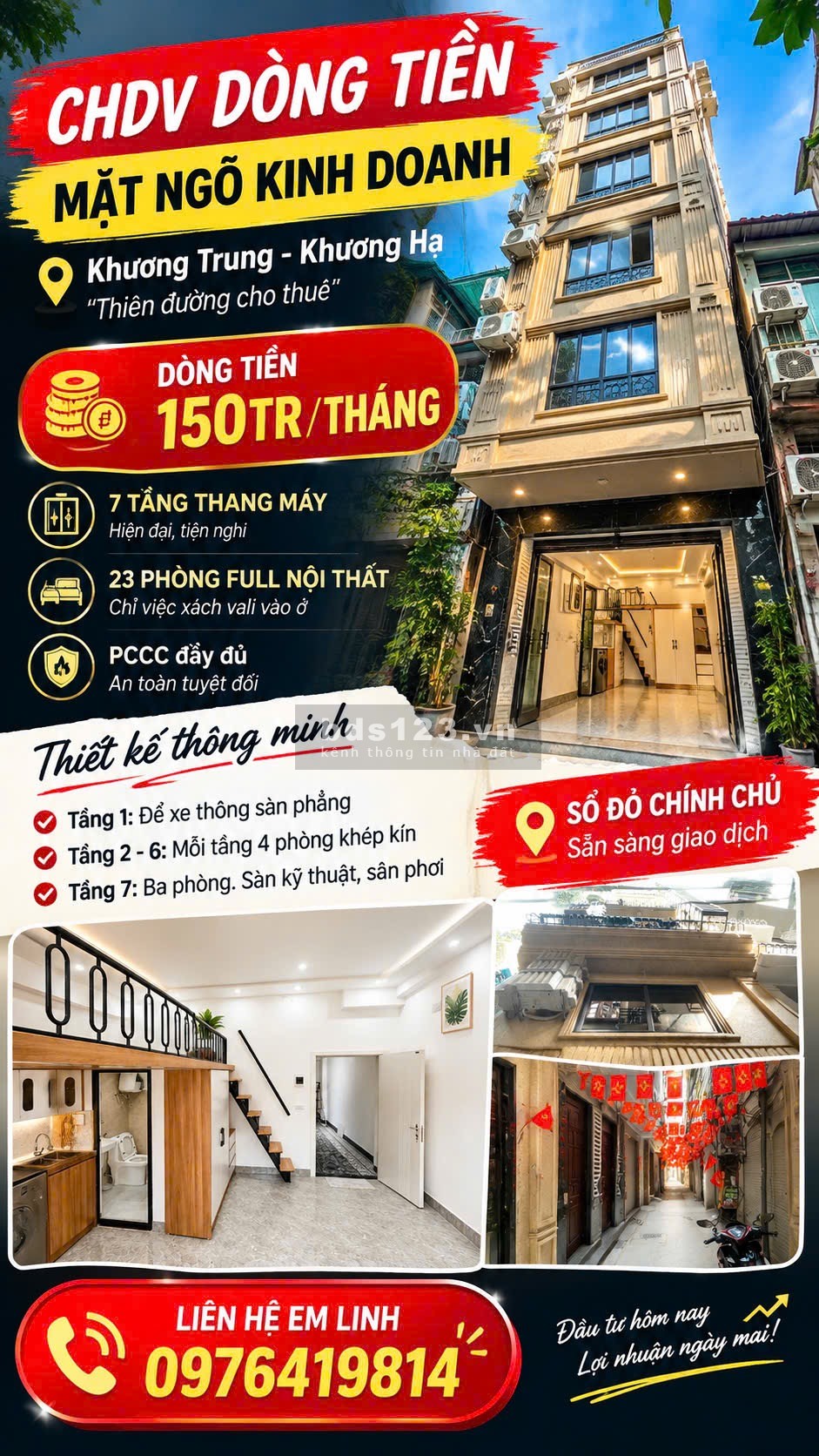  CHDV – KHƯƠNG HẠ | 7 TẦNG THANG MÁY | 23 PHÒNG FULL NỘI THẤT…