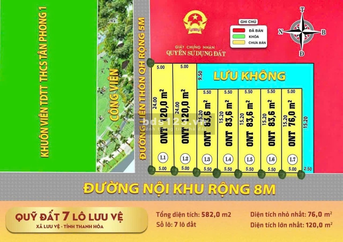 Đất gần Trường THCS Tân Phong - Lưu Vệ