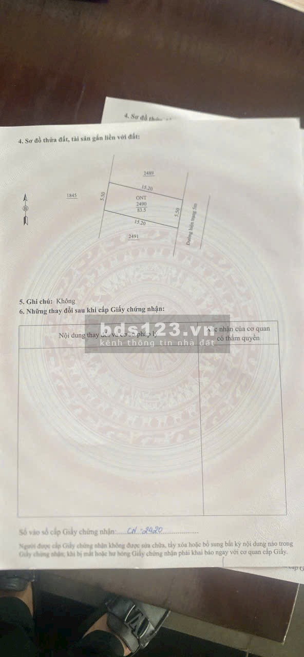 Đất gần Trường THCS Tân Phong - Lưu Vệ