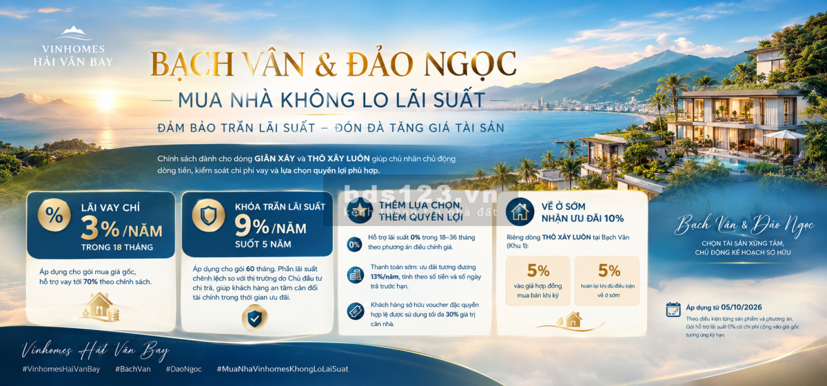 BẠCH VÂN & ĐẢO NGỌC – VINHOMES HẢI VÂN BAY: CHÍNH SÁCH LÃI…
